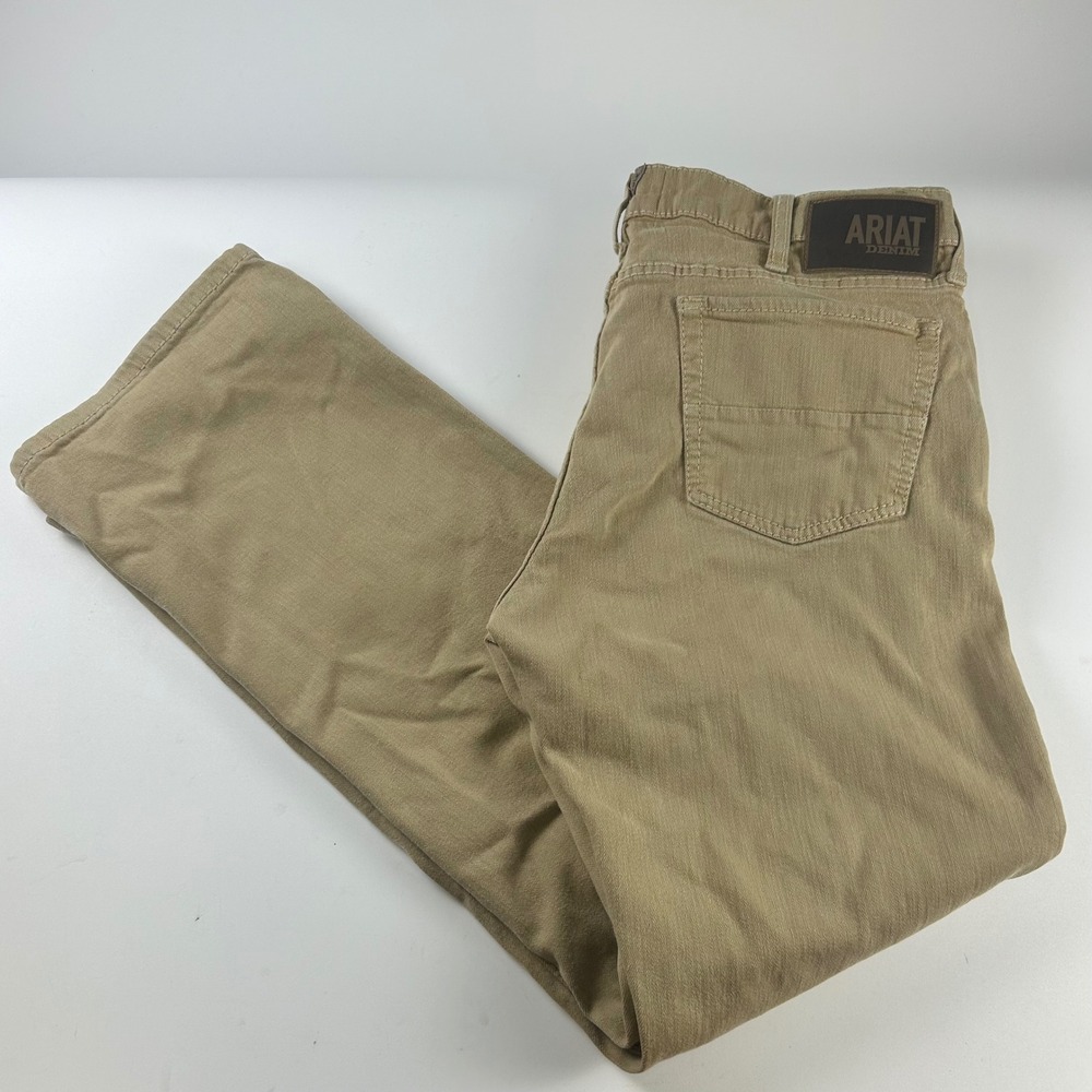 Ariat Men's 36x32 M7 Slim Fit Straight Leg Jeans Tan Khaki Denim Stretch Pants